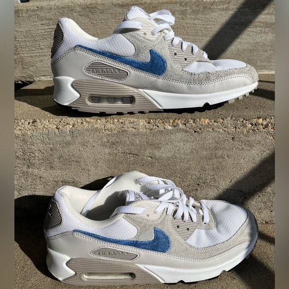 Nike Other - Nike Air Max 90 White and Gray and Blue Sneaker